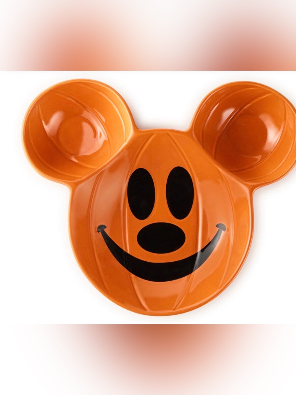 NWT Hallmark Disney Mickey Mouse Jack-o'-Lantern Chip and Dip Bowl